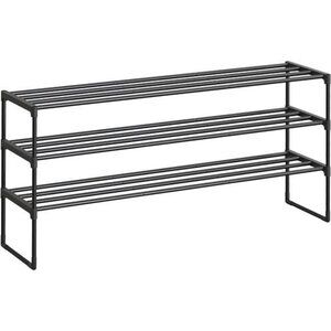 SONGMICS 3 Tier Shoe Rack Stackable Metal Organizer Shelf for 24 Pairs Black